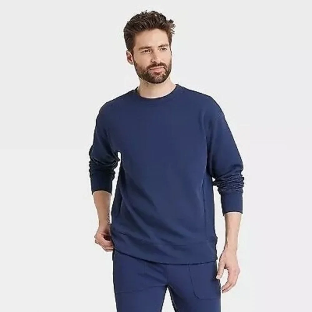 Mens All In Motion Navy Blue Waffle Crewneck Size Small